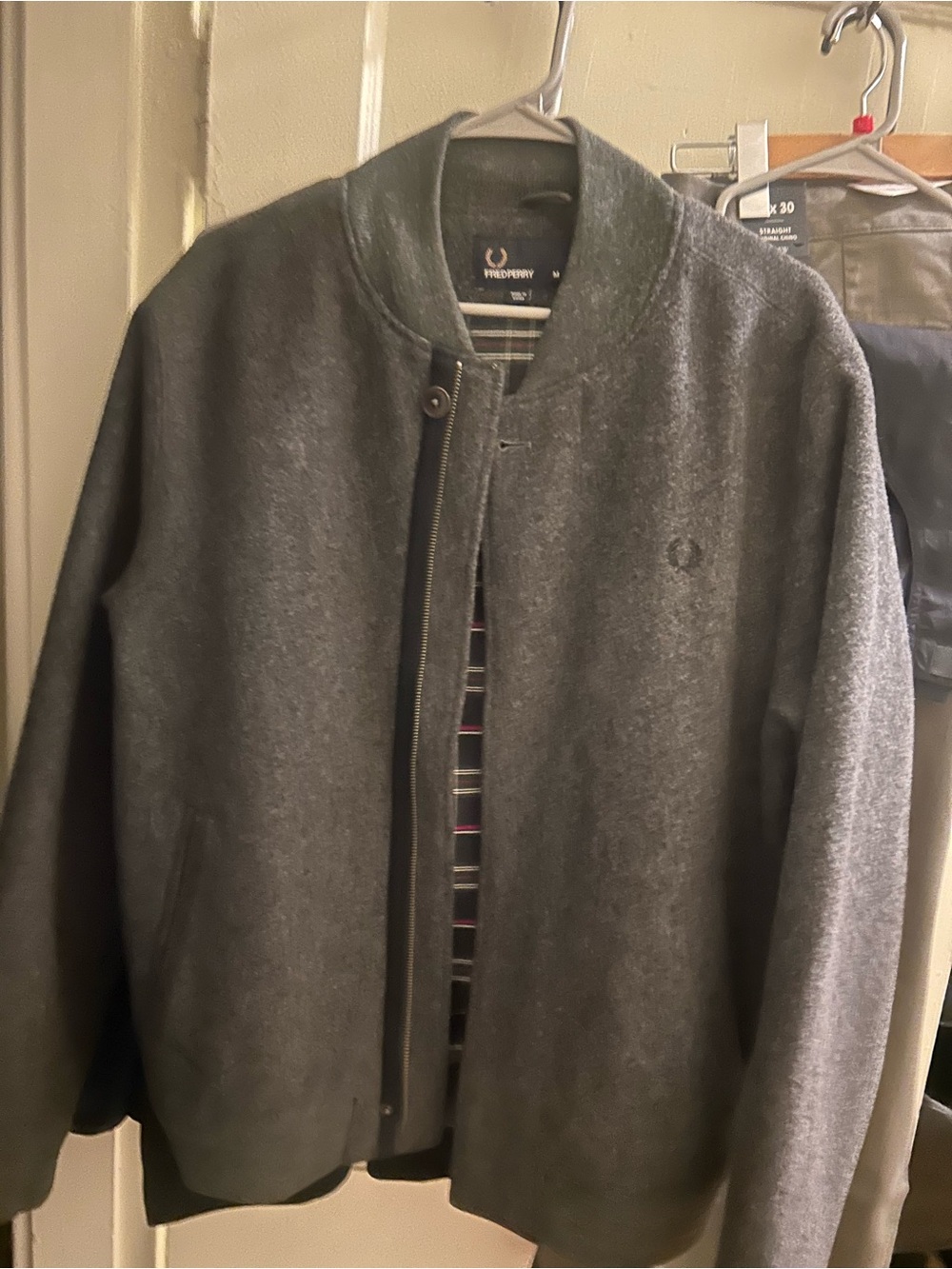 Fred Perry Charcoal Wool Bomber Jacket - M; Blokecore, Mod, Heritage Streetwear
